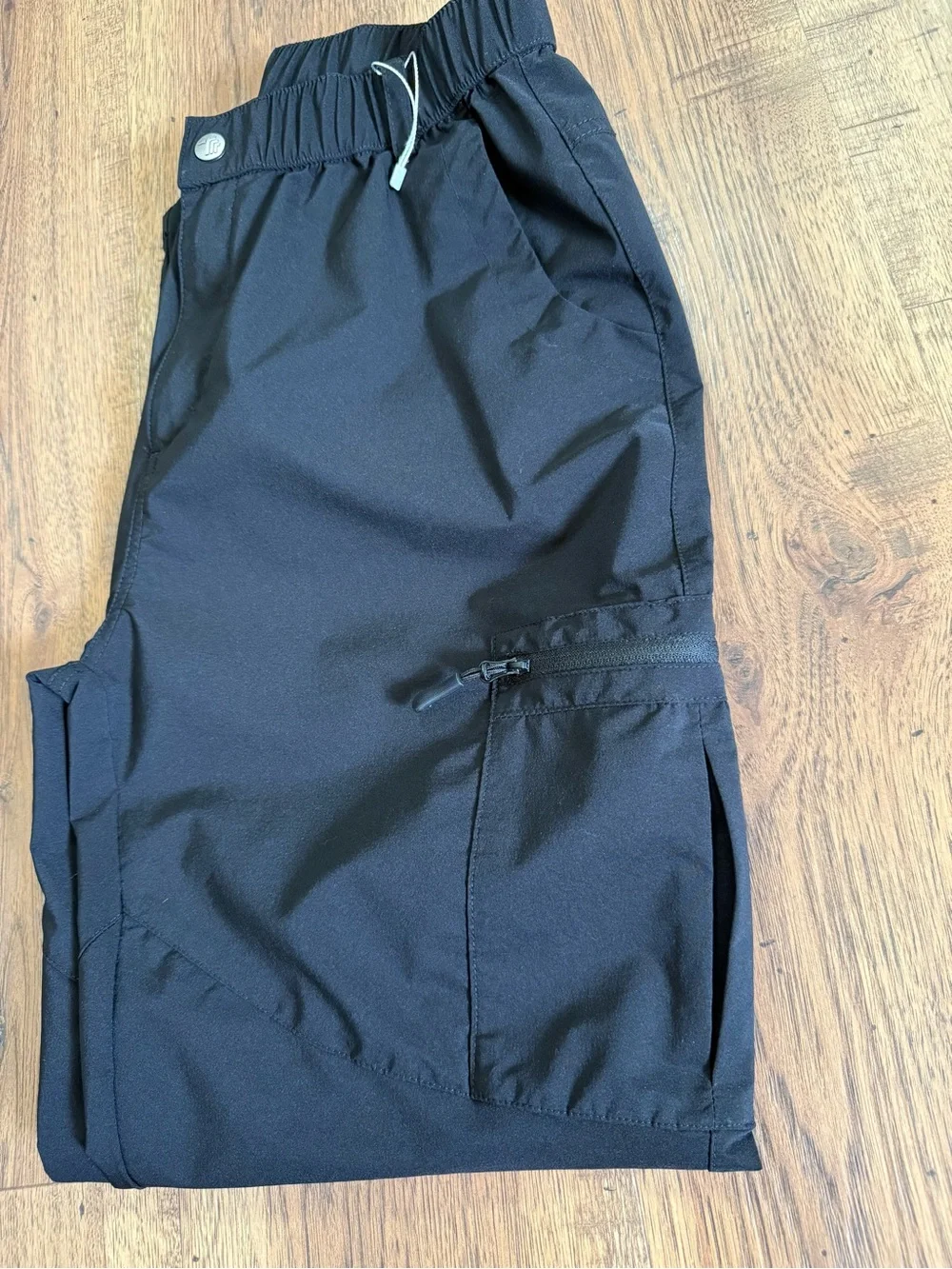 OUTDOORSPORTS Unisex Adult Black Cargo Pants L Regular Nylon Elastic Waist